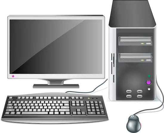 Imagen de un equipo de PC con torre, monitor, teclado y ratón