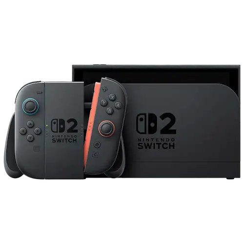 Imagen de la consola Nintendo Switch 2 y su soporte o doc